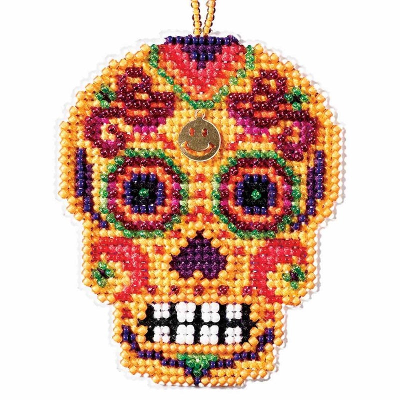 Amarillo Beaded Cross Stitch Halloween Kit 2016 Mill Hill Calavera Charmed Ornaments MH161624